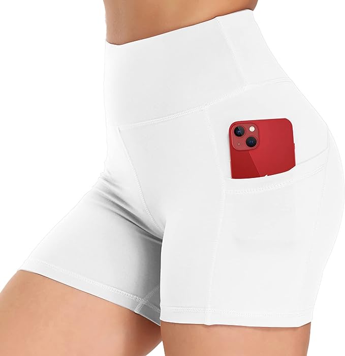 THE HLTPRO Spandex Biker Shorts for Women with Pockets, High Waisted Workout Gym Yoga Shorts