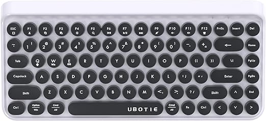 Portable Bluetooth Colorful Computer Keyboards, Wireless Mini Compact Retro Typewriter Flexible 84Keys Design Keyboard (Green-Colorful)