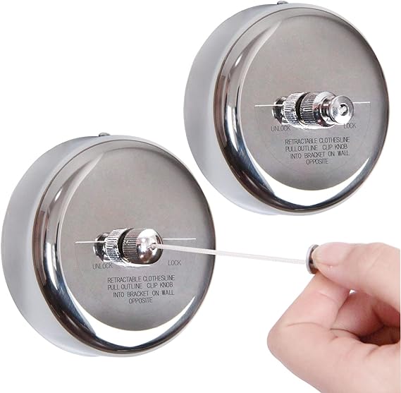 2 Pcs Retractable Stainless Steel Durable with Heavy Duty Adjustable Rope Shower Clothes Line for Outdoor and Indoor