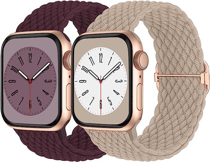 Braided Solo Loop Compatible with Apple Watch Band 38mm 40mm 41mm 42mm 44mm 45mm 49mm Women Men, Adjustable Stretchy Bands Elastic Sport Wristbands for iWatch Series 8 7 6 5 4 3 2 1 SE Ultra