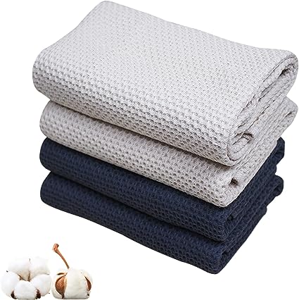 SPORT LXMOJITU 4Pack Cotton Yoga Towel(13.7" x 27.5"), Gym Towel Set, Cool Waffle Pattern Towel for Neck and Face, Soft Breathable Towel for Yoga, Sports, Kitchen, Camping, Running, Workout