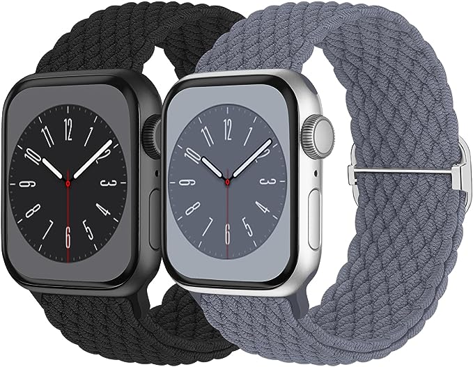 Braided Solo Loop Compatible with Apple Watch Band 38mm 40mm 41mm 42mm 44mm 45mm 49mm Women Men, Adjustable Stretchy Bands Elastic Sport Wristbands for iWatch Series 8 7 6 5 4 3 2 1 SE Ultra