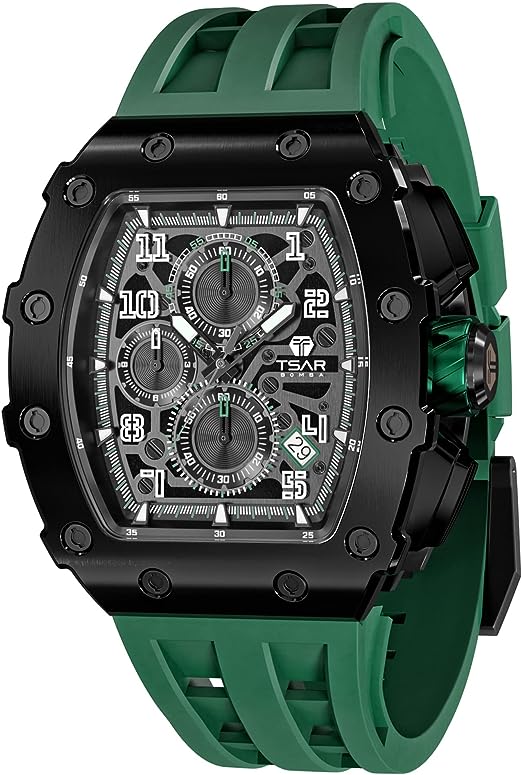 Mens Luxury Watches Tonneau Square Wrist Watch Sapphire Crystal Japan Quartz Movement 50M Water Resistant Date Watch Design Gift for Men