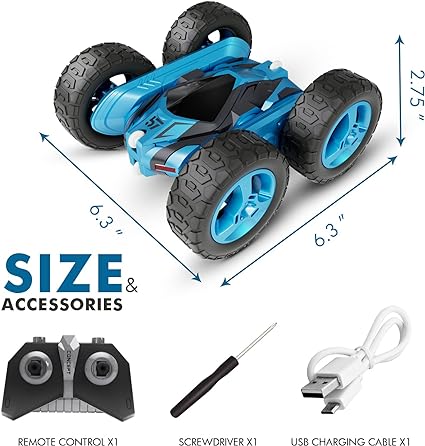 Remote Control Car for Kids, 360 ° Rotating Double Sided Flip RC Stunt Car, 2.4GHz 4WD Toy Car with Rechargeable Battery for 45 Min Play, Great Gifts for Boys and Girls Visit the Tecnock Store