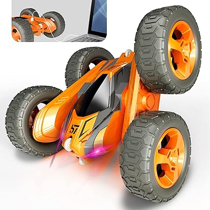 Remote Control Car for Kids, 360 ° Rotating Double Sided Flip RC Stunt Car, 2.4GHz 4WD Toy Car with Rechargeable Battery for 45 Min Play, Great Gifts for Boys and Girls Visit the Tecnock Store