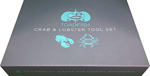 Toadfish Crab & Lobster Seafood Tool Set - Includes 2 Crab & Lobster Shell Crackers/Cutters & 4 Seafood Forks/Picks