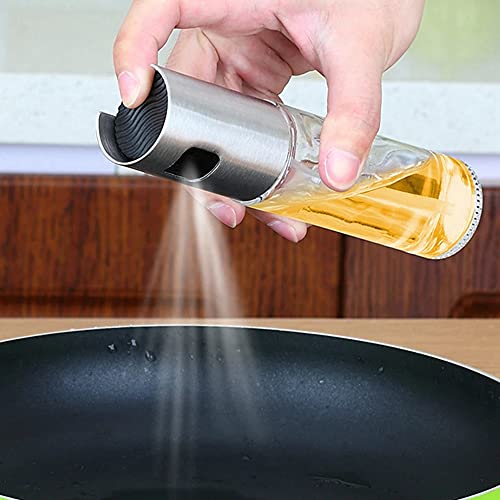 Pipigirl Kitchen Stainless Steel Olive Oil Sprayer Bottle Pump Oil Pot Leak-Proof Grill BBQ Sprayer Oil Dispenser BBQ Cookware Tools