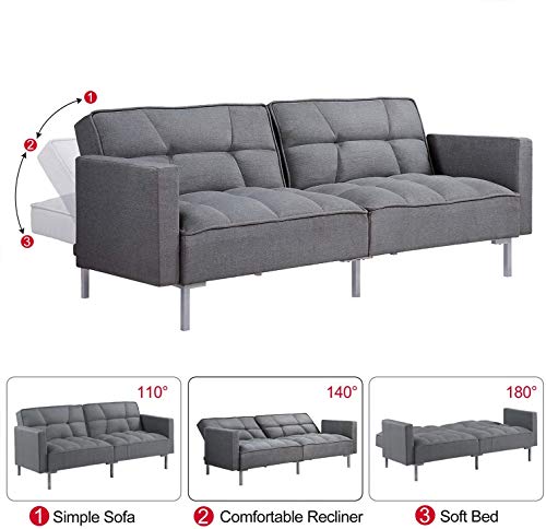 74 Upholstered Sofa Bed Sleeper Couches and Sofas, Convertible Folding  Futon Sofa Bed Modern Adjustable Recliner Couches Sofas Bed for Living Room