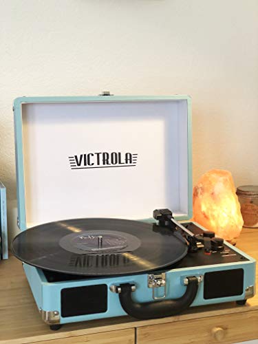 Victrola Vintage 3-Speed Bluetooth Portable Suitcase Record Player with Built-in Speakers | Upgraded Turntable Audio Sound| Includes Extra Stylus | Turquoise, Model Number: VSC-550BT-TQ