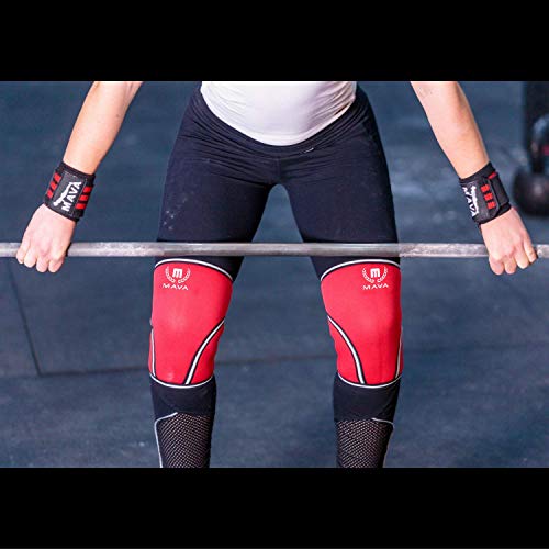 Mava Sports Knee Compression Sleeve Support for Men and Women with Perfect 7mm Neoprene Material for Powerlifting, Weightlifting, Body Building, Gym Workout, WOD and Squats (Black, Large)