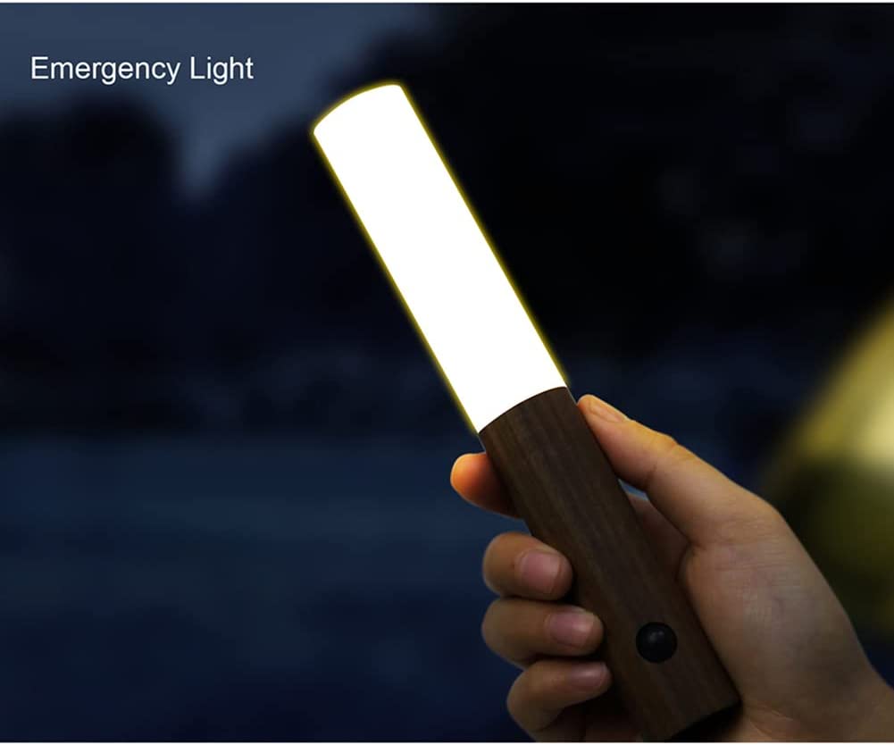Motion Sensor Night Lights Magnet Body Sensor Hallway Night Lights Rechargeable Led Light Portable Stairway Night Lights Wooden Wall Sconce Battery Powered Cabinet Lights(White Ash Wood 1PC)