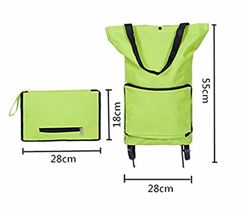 mkki 1PCS 2 in 1 Foldable Shopping Bag with Wheels Reusable Bags Porta ...