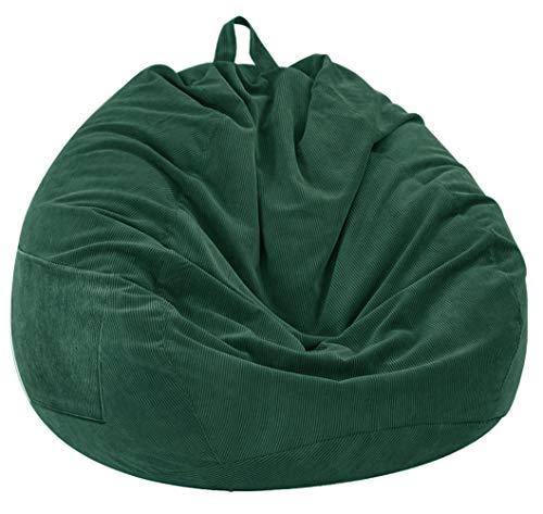 Stuffed Animal Storage Bean Bag Chair Cover (No Beans) for Kids and Adults.Soft Premium Corduroy Stuffable Beanbag for Organizing Children Plush Toys or Memory Foam Extra Large 300L (Green)