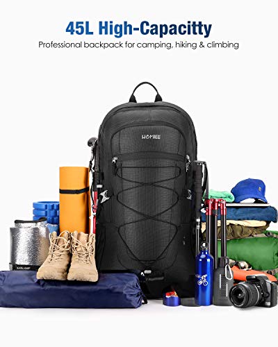 HOMIEE Small Hiking Backpack,45L Waterproof Lightweight packing Camping Climbing Outdoor Sport Touring Mountaineering Fishing,Blue