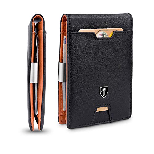 Mens Slim Wallet with Money Clip AUSTIN RFID Blocking Bifold Credit Card Holder for Men with Gift Box (Carbon)