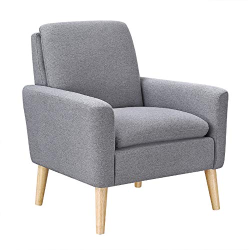 Modern Accent Fabric Chair Single Sofa Comfy Upholstered Arm Chair Living Room Furniture Grey