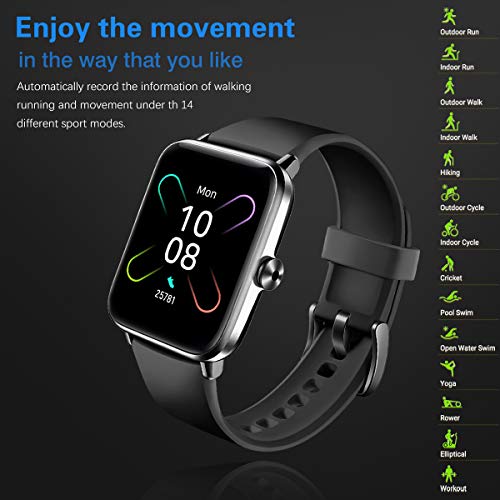 Smart Watch, Dirrelo Smart Watche IP68 Waterproof, 1.55 Inch Touch Screen, Real-time Heart Rate/Blood Oxygen Monitor & Sleep Fitness Tracker, Pink