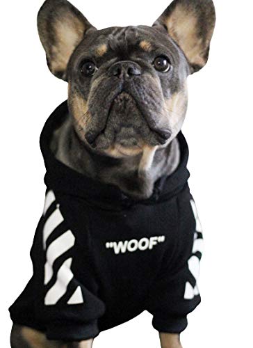 Dog Hoodie Pet Clothes Stylish Streetwear Sweatshirt Fashion Outfit for Dogs Cats Puppy Small Medium Large (XL, Black with White Stripe)