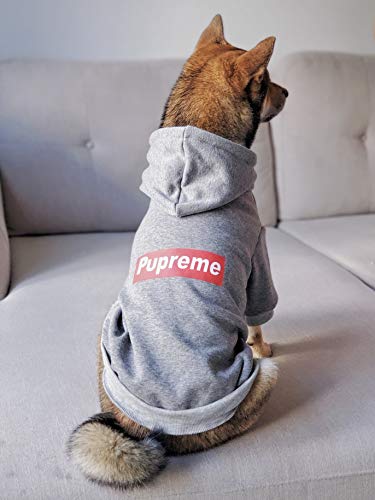Dog Hoodie Pet Clothing Cat Hoodies Stylish Streetwear Sweatshirt Gray Tracksuits Outfit for Dog Cat Puppy Small Medium Large (3XL)