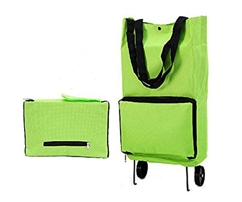 1PCS 2 in 1 Foldable Shopping Bag with Wheels Reusable Bags Portable Shopping cart Handbag Storage Bag