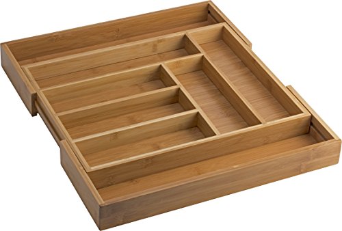 Home-it Expandable use for, Utensil Flatware Dividers-Kitchen Drawer Organizer-Cutlery Holder, Bamboo