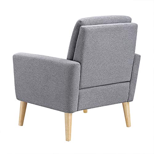 Lohoms Modern Accent Fabric Chair Single Sofa Comfy Upholstered Arm Chair Living Room Furniture Grey