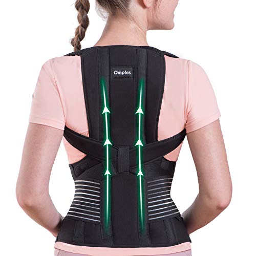 Omples Posture Corrector. Back Brace Straightener Shoulder Upright Support Trainer for Body Correction and Neck Pain Relief, Large (waist 39-41 inch)