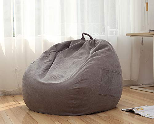 SANMADROLA Stuffed Animal Storage Bean Bag Chair Cover (No Beans) for Kids and Adults.Soft Premium Corduroy Stuffable Beanbag for Organizing Children Plush Toys or Memory Foam Extra Large 300L (Green)