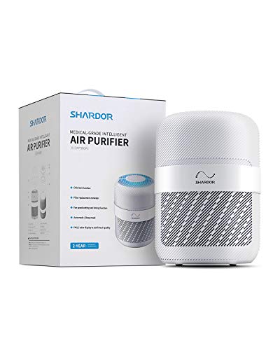 Hepa 13 Air Purifier for Home, Medical Grade Intelligent Air Cleaner for Large Room Bedroom Office, Remove 99.97% Smoke Dust Pets Hairs, White