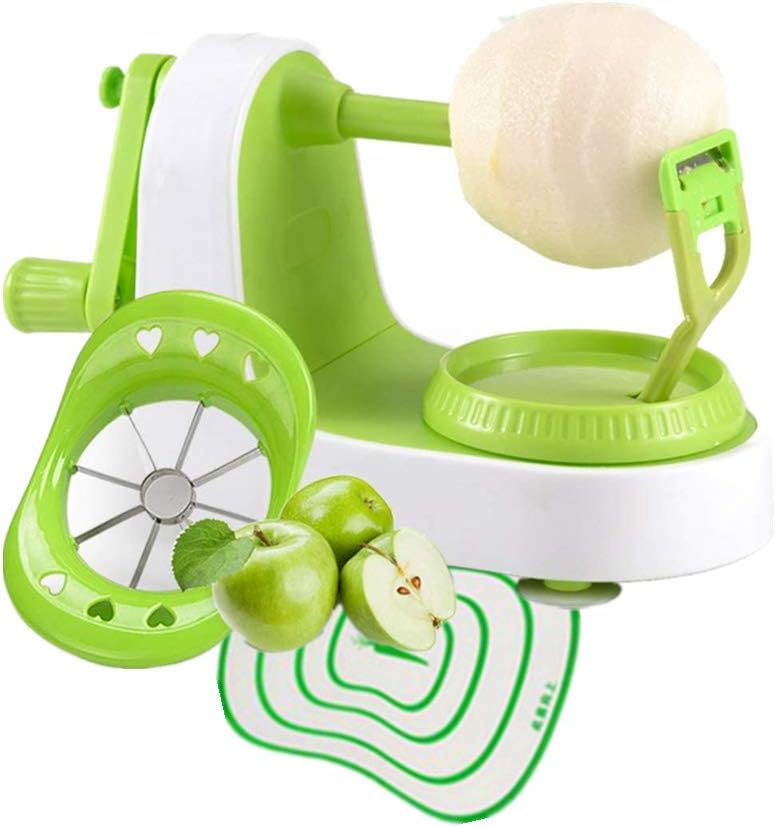 Apple Pear Peeler,Multi-Function Fruit Peeler,Rotary Mango/Potato Peeler Corer, Peel Safely and Quickly, with Fruit Cutter & Fruit panel,Peeling a Fruit in Seconds(Green)