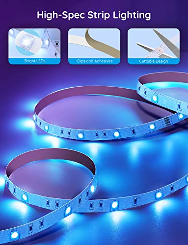 Govee 32.8ft Color Changing LED Strip Lights, Bluetooth LED Lights with App Control, Remote, Control Box, 64 Scenes and Music Sync Lights for Bedroom, Room, Kitchen, Party, 2 Rolls of 16.4ft