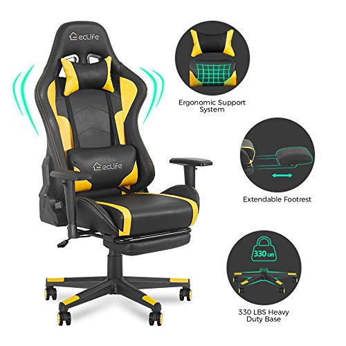 Okeysen Gaming Chair, Massage Lumbar Support and Upgraded headrest, Racing Style Swivel Executive Office Desk Chair, Mesh Home Chair. (Grey)