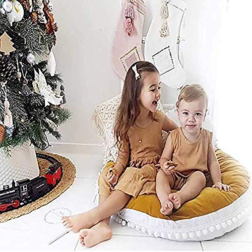 Newborn Lounger,Soft Thickened Big Unisex Round Floor Cushion Baby Play Rug Floor Pillow Baby Nest Toddler Room Decoration-Pink 85x85cm(33x33inch)