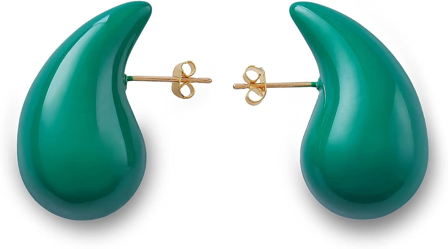 Chunky Gold Hoop Earrings for Women, Dupes Earrings Lightweight Waterdrop Hollow Open Hoops, Hypoallergenic Gold Plated Earrings Fashion Jewelry for Women Girls