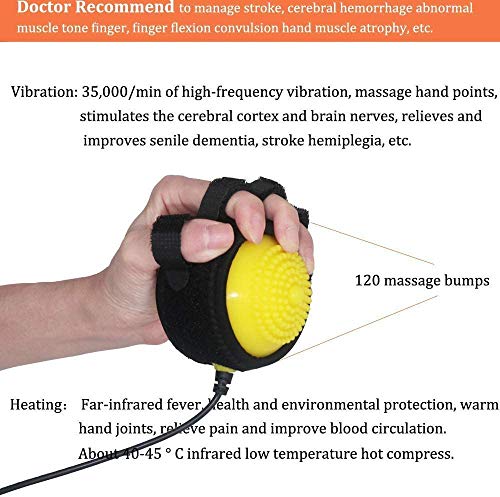 Electric Hot Compress Stroke Hemiplegia Fingers Recovery Massager Infrared Therapy Ball Finger Massage Rehabilitation 110V-240V Passive Training Finger Flexion Correction
