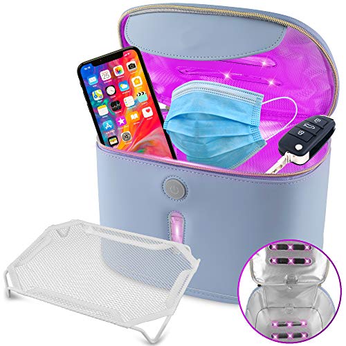 UV Light Sanitizer Bag, Ultraviolet UV Sterilizer Box with 12 Powerful UV-C Germicidal LEDs - Portable UV Sanitizer Box, Disinfects in 3 Minutes, Perfect for Phone, Keys, Makeup Brush, Toys
