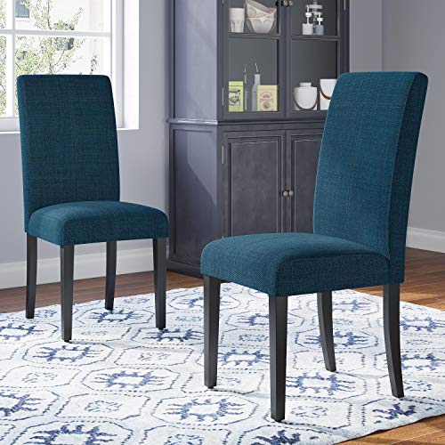 JustRoomy Fabric High Back Dining Chairs Modern Chairs with Solid Wood Legs Armless Accent Side Chairs for Kitchen Living Room Lounge Dining Room Furniture Set of 2, Light Gray