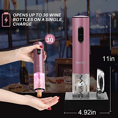 Electric Wine Opener, Automatic Electric Wine Bottle Corkscrew Opener with Foil Cutter, Rechargeable (Champagne Gold)