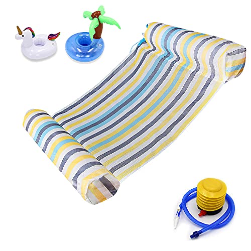 Water Hammock, Swimming Pool Water Hammock Lounge Float Hammock Inflatable Raft Swimming Pool Lounger Air Lightweight Floating Chair and Float Swimming Pool Lounger for Adults/Kids Colorful