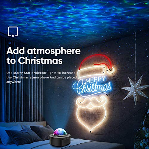 Star Projector Night Light Projector with LED Galaxy Ocean Wave Projector Bluetooth Music Speaker for Kid Adult Bedroom,Game Rooms,Party,Home Theatre,Night Light Ambiance-White