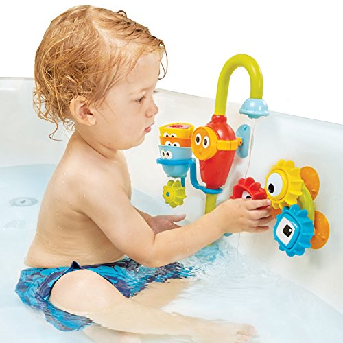 Yookidoo Bath Toys (For Toddlers 1-3) - Spin N Sort Spout Pro - 3 Stackable Cups, Hose and Spout, Spinning Suction Cups For Kids Bathtime Fun