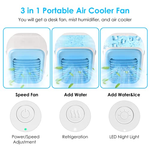 Portable Air Cooler, Mini3 Fan Speed, Desktop Cooling Fan for Room, Home, Office, Dorm Sterilizer, Humidifier & Purifier