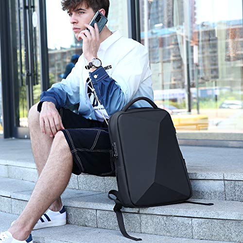 FENRUIEN 32L 15.6-Inch Laptop Backpack,Expandable Slim Business Notebook Rucksack with Anti-Theft Lock,Water-Repellent Bookbag with USB Port,Black