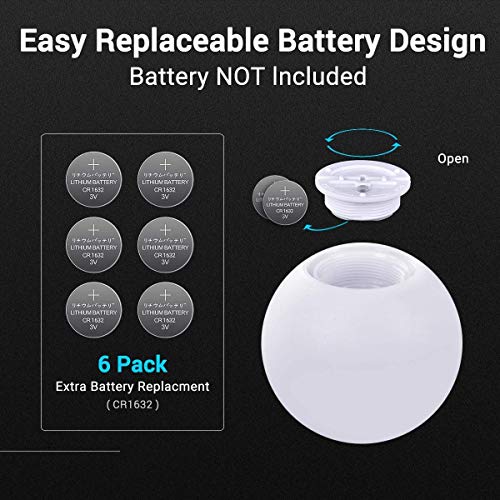 Floating Pool Lights 10 Packs with Timer,  LED Ball Waterproof, Replaceable Button Cell Hot Tub Bath Toys with 6 PCS Extra Batteries for Pool Decor Outdoor Indoor