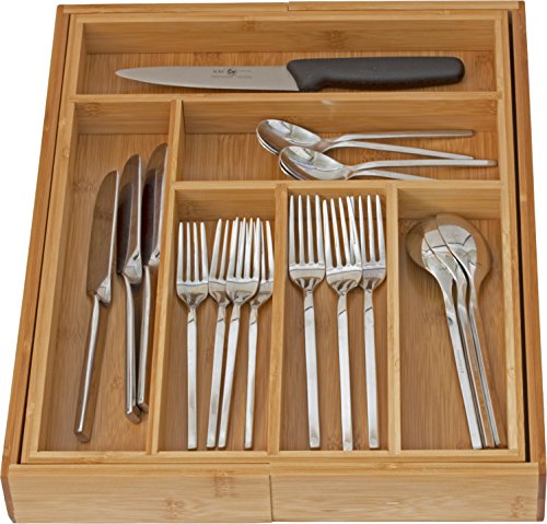 Utensil Flatware Dividers-Kitchen Drawer Organizer-Cutlery Holder, Bamboo