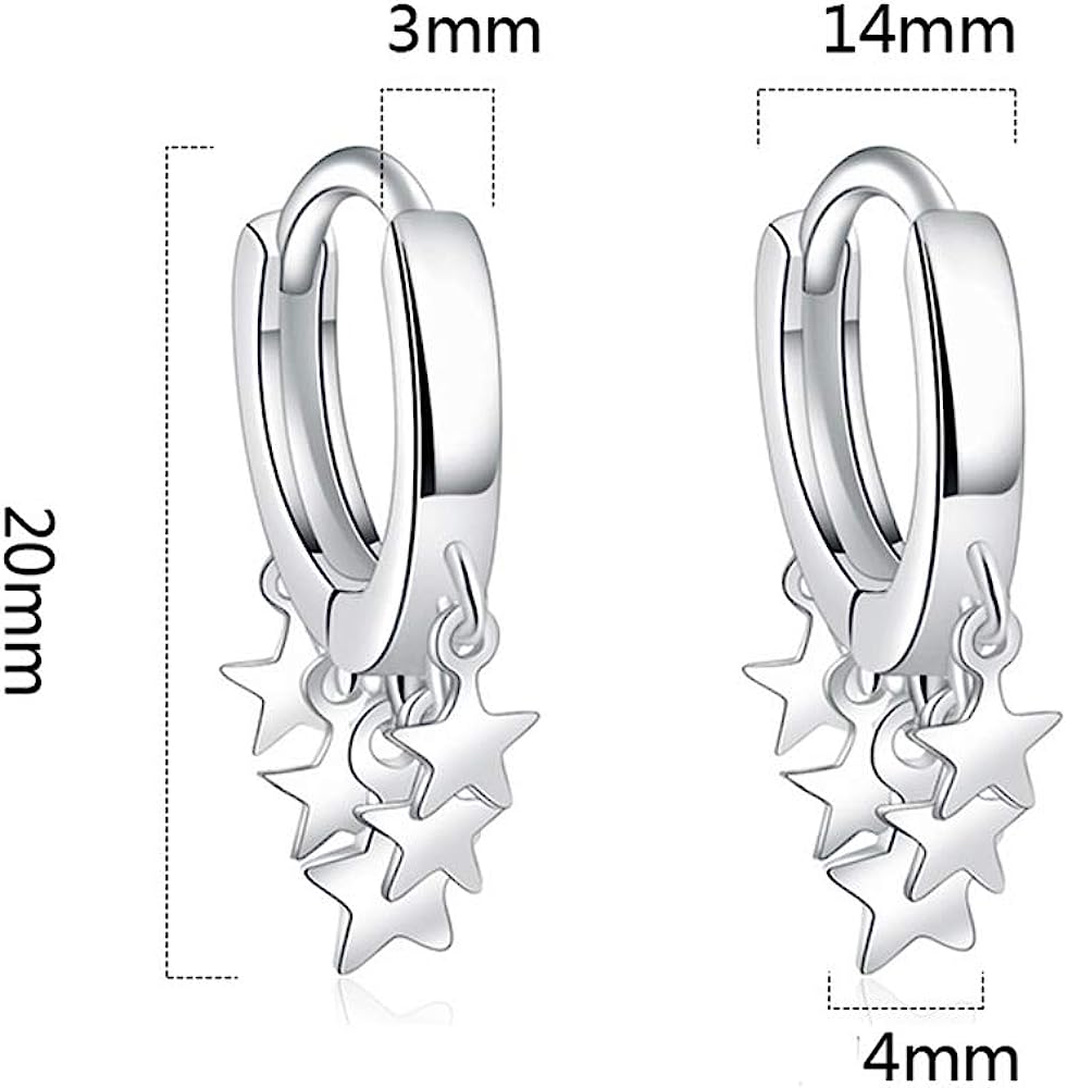 925 Sterling Silver Earrings for Women Teen Girls | Small Zircon Inlay Hoops Stud Earring Fashion Jewelry Gift