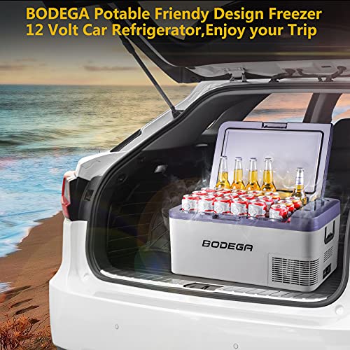 BODEGA 12 Volt Car Refrigerator, Portable Freezer, （18L）-4℉-68℉ RV Electric Compressor Cooler 12/24V DC and 100-240V AC, for Outdoor,Dark Blue