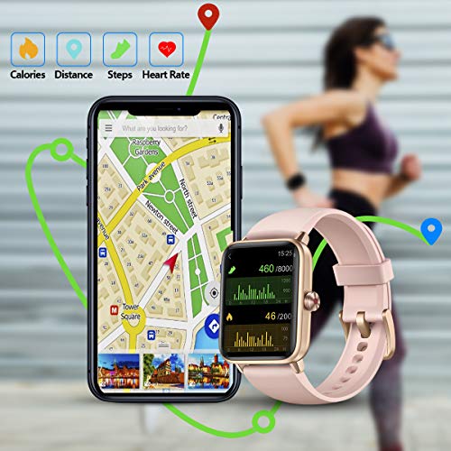 Smart Watch, Dirrelo Smart Watche IP68 Waterproof, 1.55 Inch Touch Screen, Real-time Heart Rate/Blood Oxygen Monitor & Sleep Fitness Tracker, Pink
