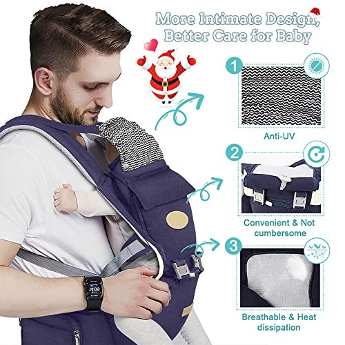 Baby - Carrier, 6-in-1 Baby Carrier with Waist Stool-, FRUITEAM Baby Carrier with Hip Seat for Breastfeeding, One Size Fits All.