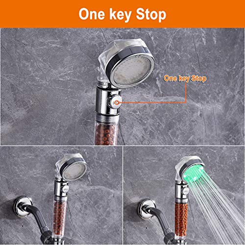 Cobbe Handheld Shower Head, High Pressure Filter Filtration Shower Heads Water Saving Spray Bathroom LED Showerheads with Auto Color Changing